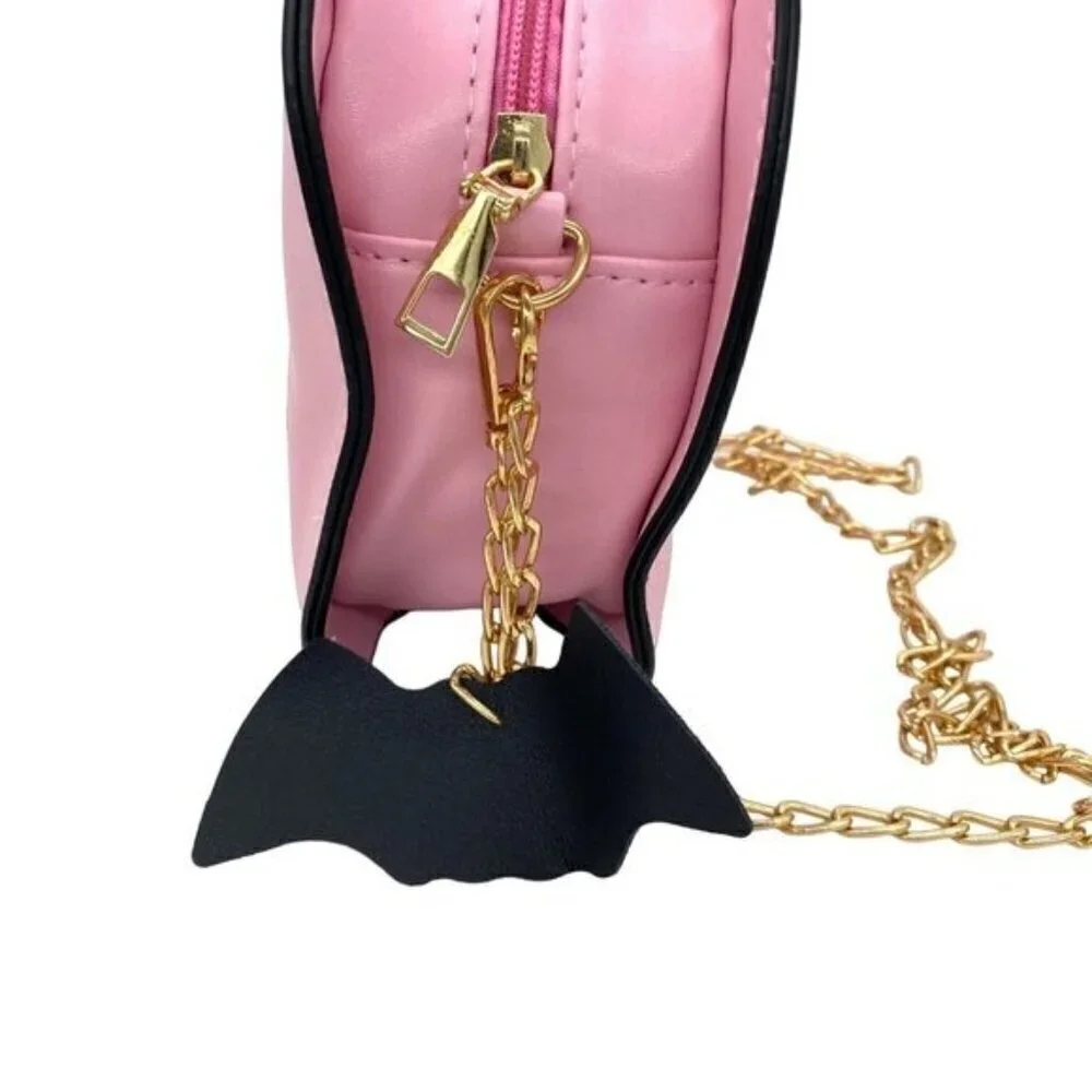 Pink Pumpkin Jack-O-Lantern Crossbody Bag Purse